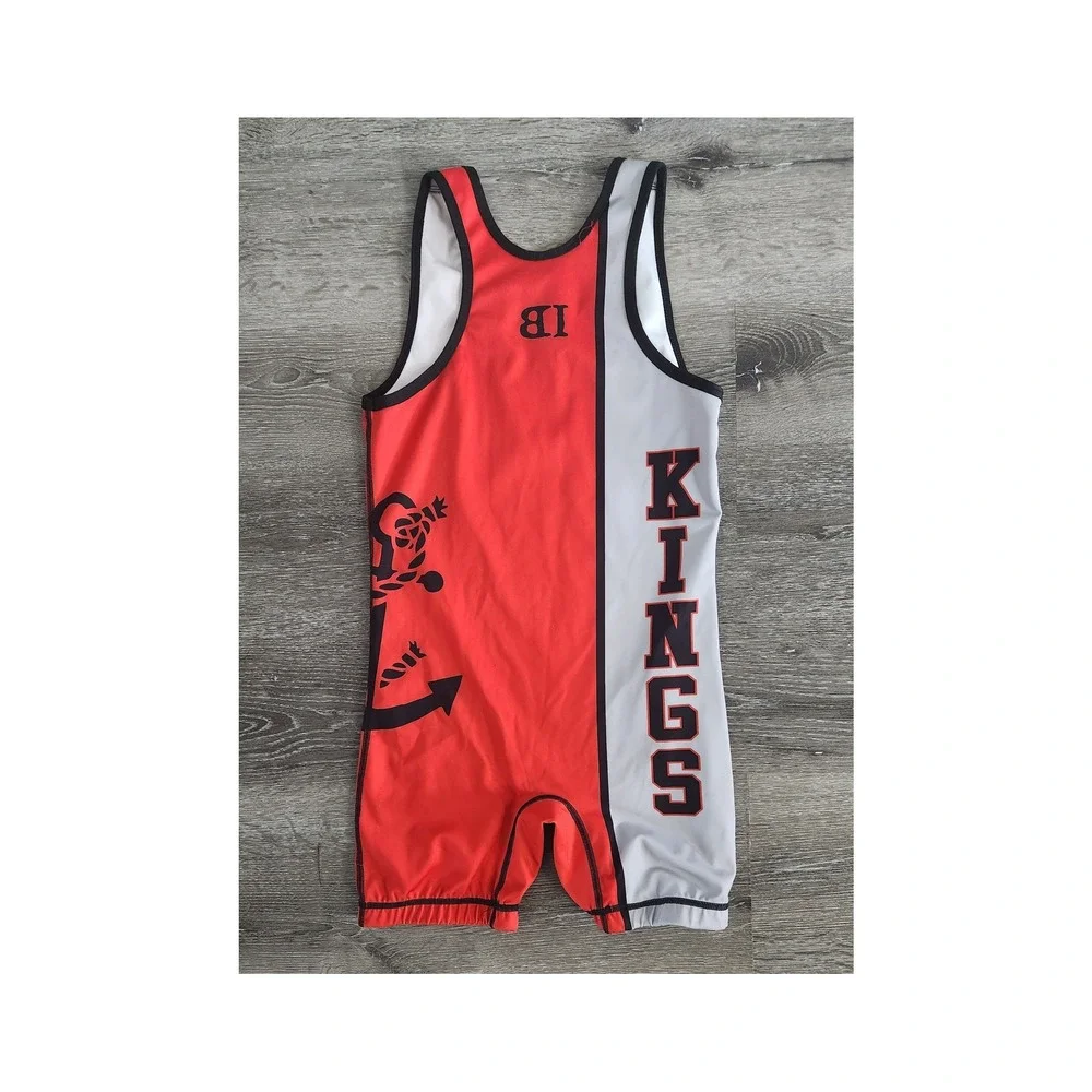 Anchor Kings Wrestling Singlet Red White Black Graphic Kids Small S Athletic